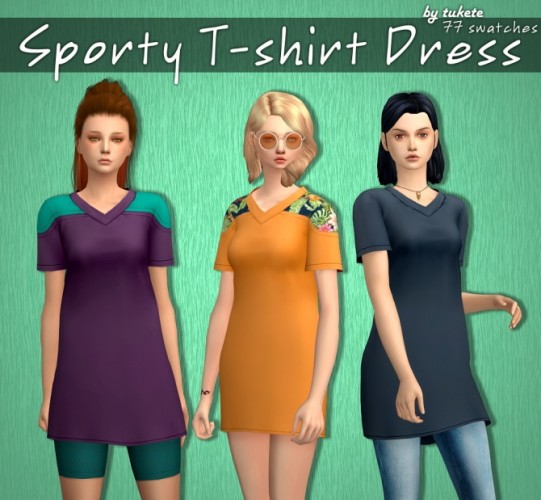 Sporty T-shirt Dress at Tukete » Sims 4 Updates