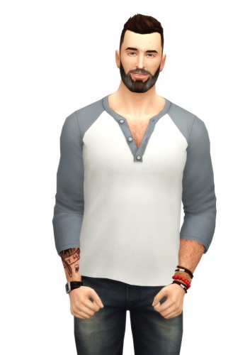 Half sleeve Henley neck Raglan t-shirt at Rusty Nail » Sims 4 Updates