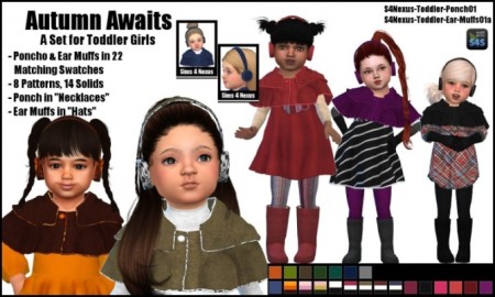 Autumn Awaits poncho & earmuffs by SamanthaGump at Sims 4 Nexus