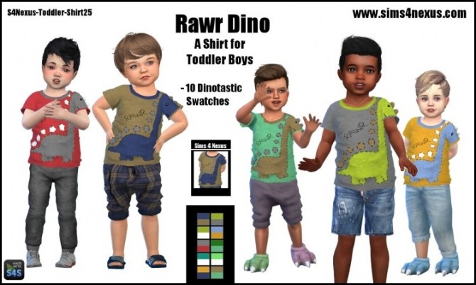 Sims 4 Rawr Dino Shirt for Boys by SamanthaGump at Sims 4 Nexus