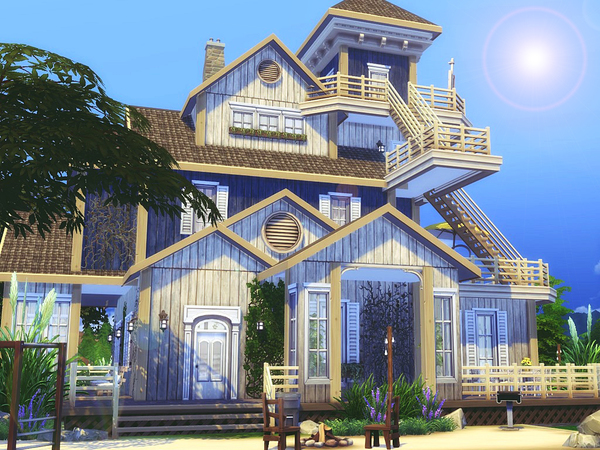 Sims 4 Old Beach Cottage by MychQQQ at TSR