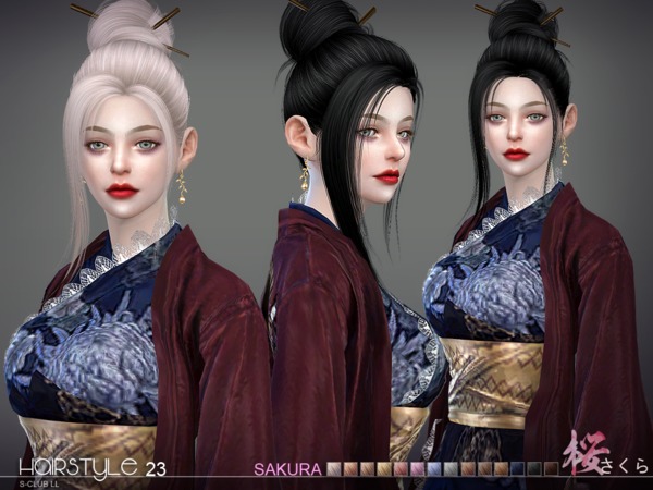 Sims 4 Sakura n23 hair by S Club at TSR