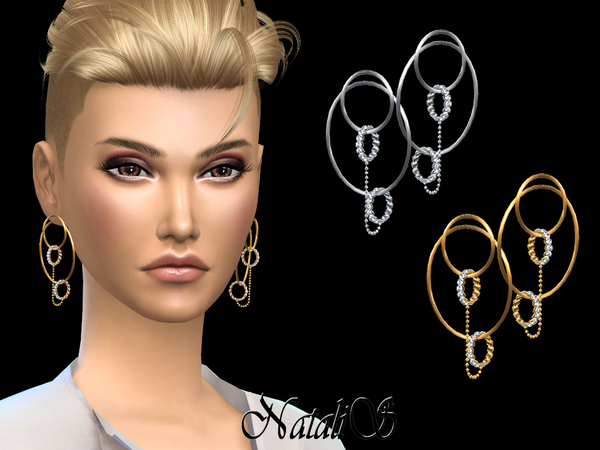Sims 4 Large Orbit Pave Earrings by NataliS at TSR