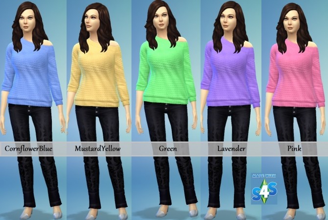 Sims 4 Base Game Off the Shoulder TOP 16 Colours by wendy35pearly at Mod The Sims