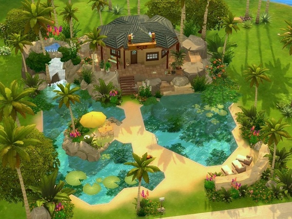 Sims 4 Tropical Beach Hut by galadrijella at TSR