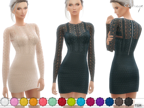 Sims 4 Crochet Lace Dress by ekinege at TSR
