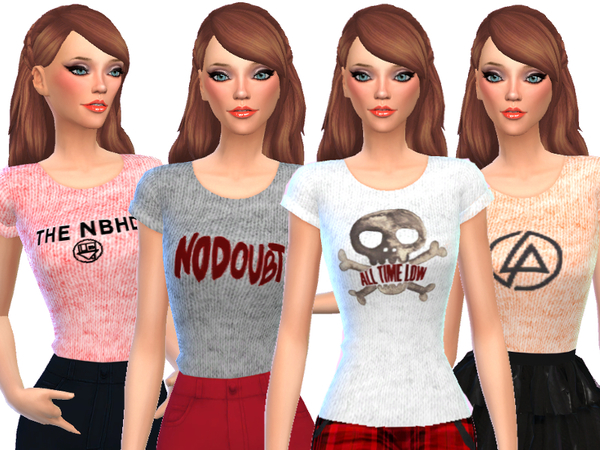 Sims 4 Band Tee Shirts Pack Four by Wicked Kittie at TSR