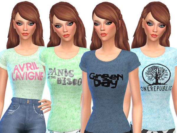 Sims 4 Band Tee Shirts Pack Four by Wicked Kittie at TSR