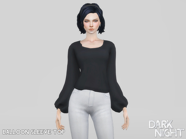 Sims 4 Balloon Sleeve Top by DarkNighTt at TSR