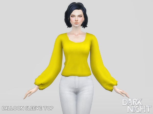 Sims 4 Balloon Sleeve Top by DarkNighTt at TSR