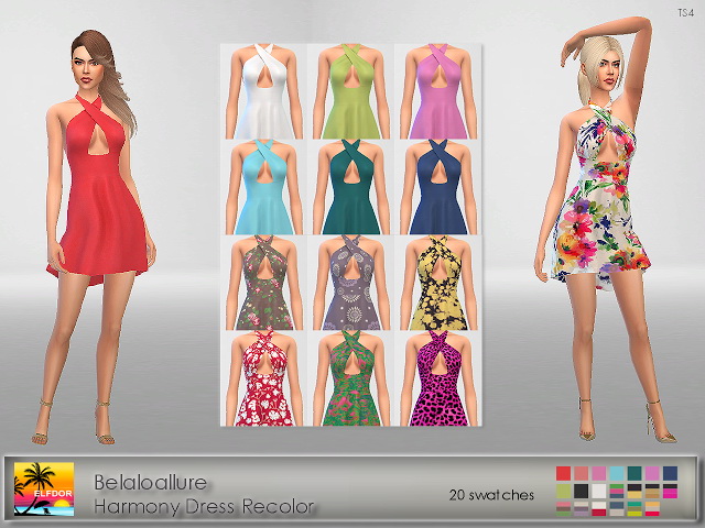 Sims 4 Belaloallure Harmony Dress Recolor at Elfdor Sims
