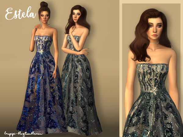 Sims 4 Estela dress by laupipi at TSR