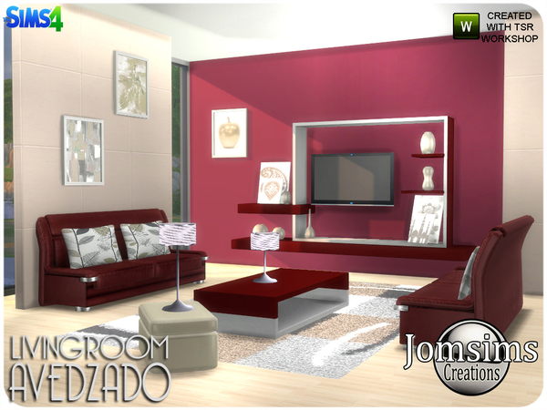 Sims 4 Avedzado living room by jomsims at TSR