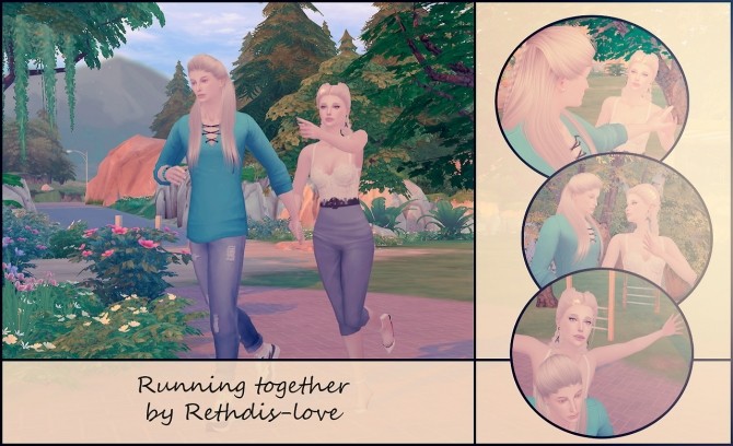 Sims 4 Running together poses at Rethdis love