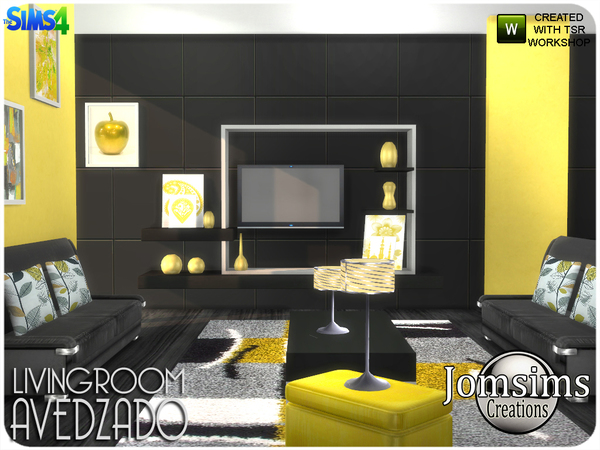Sims 4 Avedzado living room by jomsims at TSR