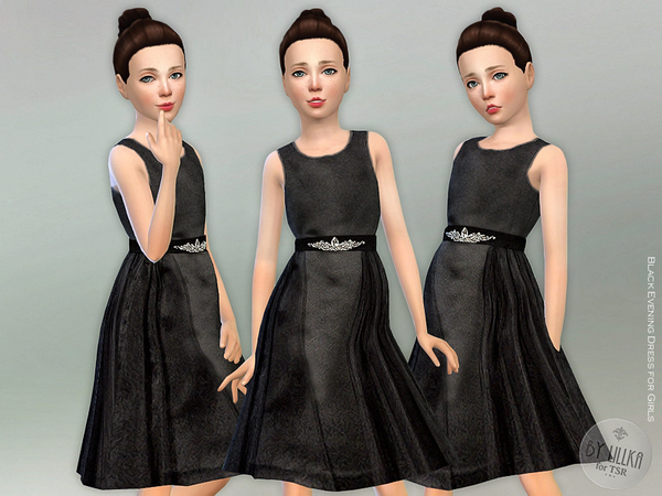 Sims 4 Black Evening Dress for Girls by lillka at TSR