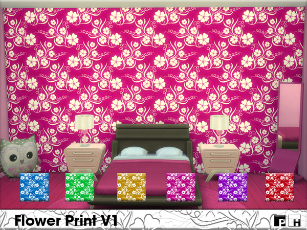 Sims 4 Flower Print V1 by Pinkfizzzzz at TSR