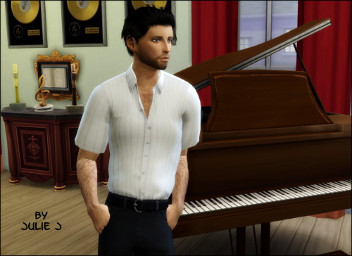 Sims 4 Male Short Sleeve Shirt Stripe Version at Julietoon – Julie J