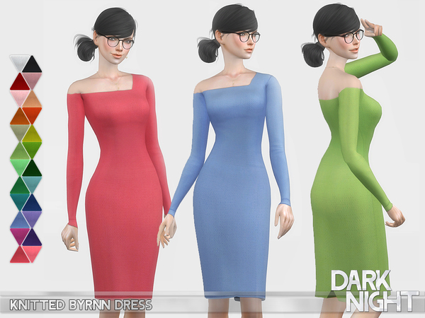 Sims 4 Knitted Byrnn Dress by DarkNighTt at TSR