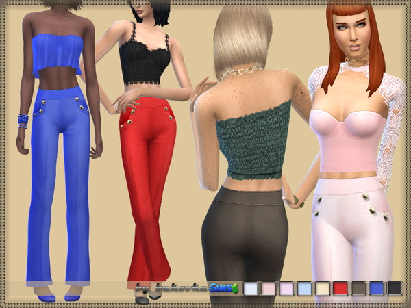 Sims 4 Pants Wide & Buttons by bukovka at TSR