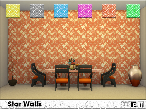 Sims 4 Star Walls by Pinkfizzzzz at TSR