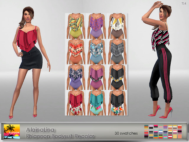 Sims 4 AlainaLina Rhiannon Bodysuit Recolor at Elfdor Sims