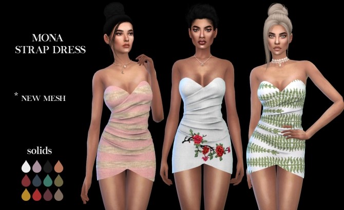 Sims 4 Mona strap dress recolor at Leo Sims