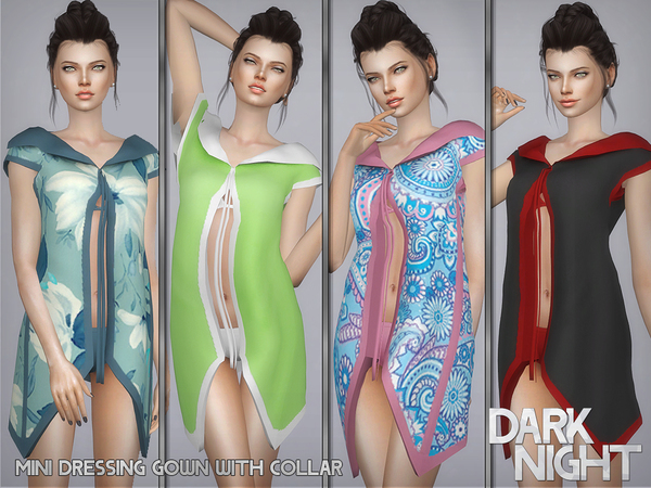 Sims 4 Mini Dressing Gown with Collar by DarkNighTt at TSR