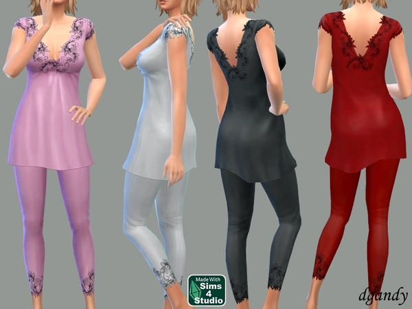 Sims 4 Silk Pajamas by dgandy at TSR