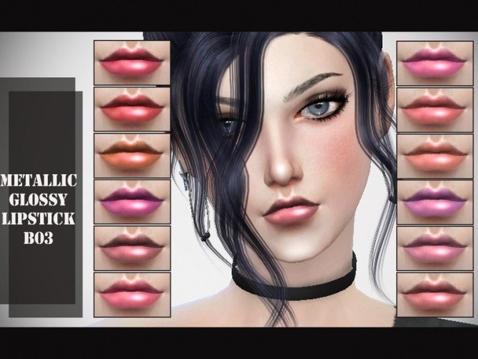 Sims 4 Metallic Glossy Lipsticks by CelineNguyen at TSR