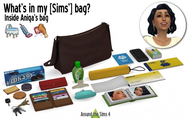 Sims 4 Whats in my bag? set by Sandy at Around the Sims 4