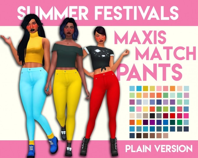 Sims 4 Summer Festivals Pants Plain Version by Weepingsimmer at SimsWorkshop
