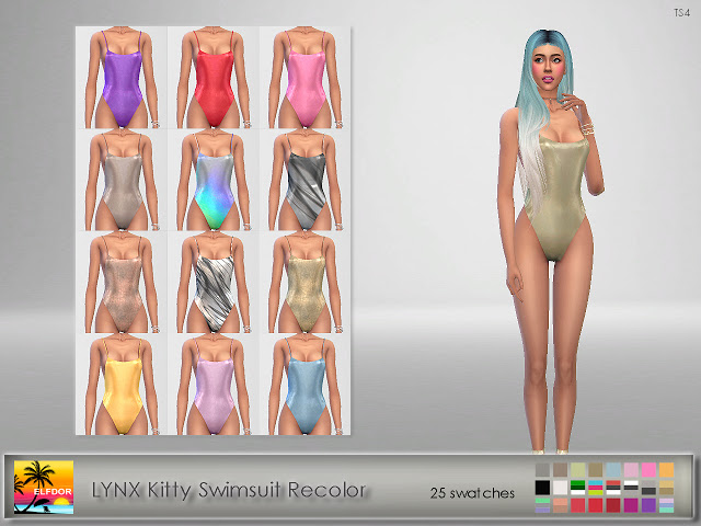 Sims 4 LYNX Kitty Swimsuit Recolor at Elfdor Sims