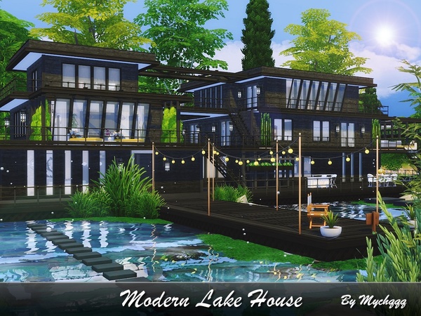 Sims 4 Modern Lake House by MychQQQ at TSR