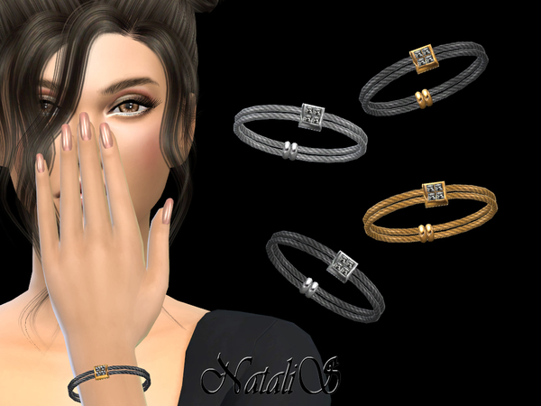 Sims 4 Double Cable Bracelet Crystal Pendant by NataliS at TSR