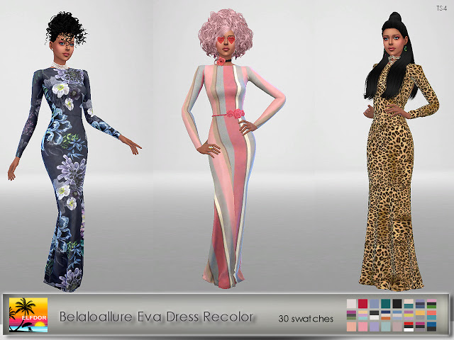 Sims 4 Belaloallure Eva Dress Recolor at Elfdor Sims