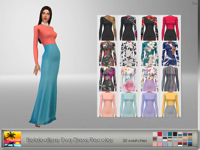 Sims 4 Belaloallure Eva Dress Recolor at Elfdor Sims