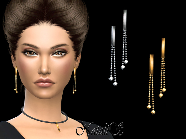 Sims 4 Bar Drop Earrings by NataliS at TSR