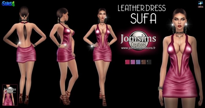 Sims 4 Sufa leather dress at Jomsims Creations