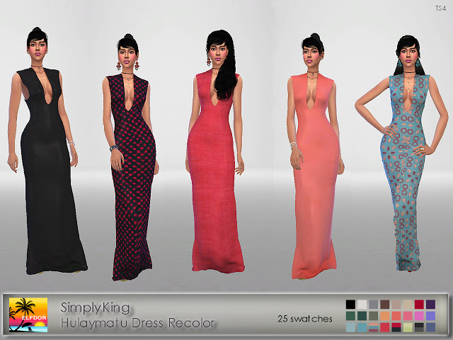 Sims 4 SimplyKing Hulaymatu Dress Recolor at Elfdor Sims