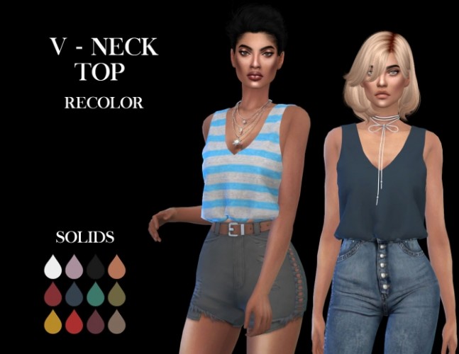 V-neck top recolor at Leo Sims » Sims 4 Updates