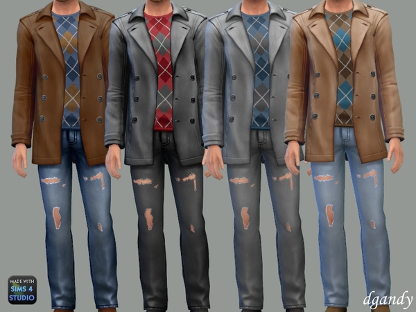 Sims 4 Leather Coat and Jeans by dgandy at TSR