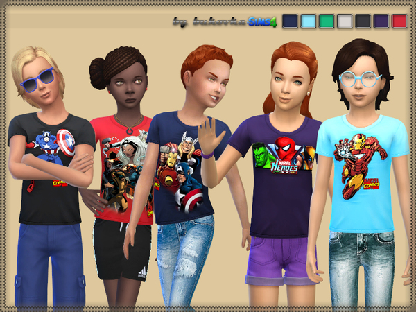 Sims 4 Shirt Marvel kids by bukovka at TSR