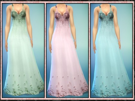 Beaded Tulle Rose Bud Long Gown at 5Cats » Sims 4 Updates