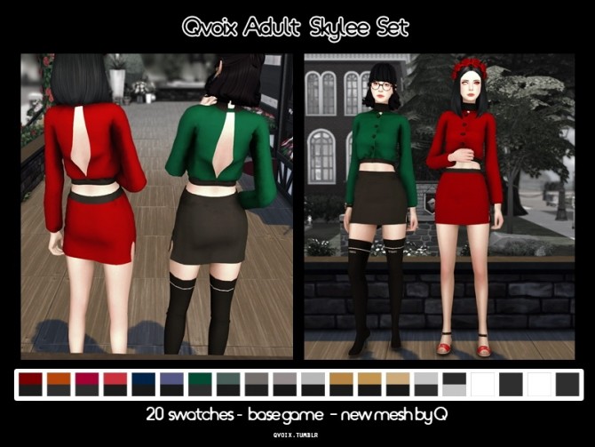 Sims 4 Skylee Set top & skirt at qvoix – escaping reality