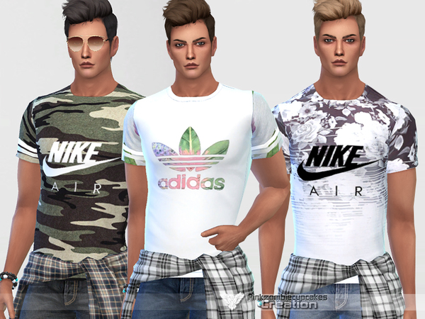 Sims 4 Sporty T shirts For Him by Pinkzombiecupcakes at TSR