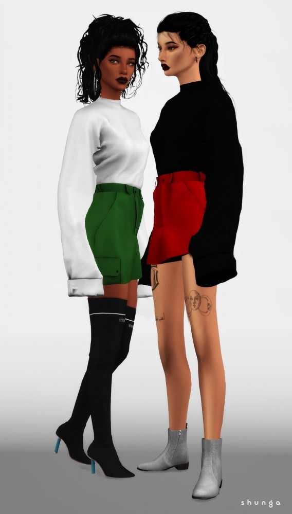 Sims 4 Skirt, Sweatshirt & BLOUSE at Shunga