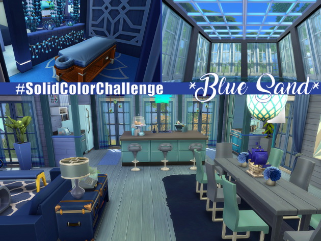 Sims 4 Solid Color Challenge Blue Sand house by Waterwoman at Akisima
