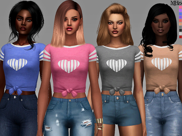 Sims 4 Heart Tied Tops by Margeh 75 at TSR