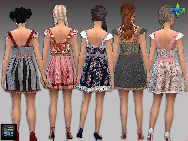 Sims 4 5 bavarian dresses by Mabra at Arte Della Vita